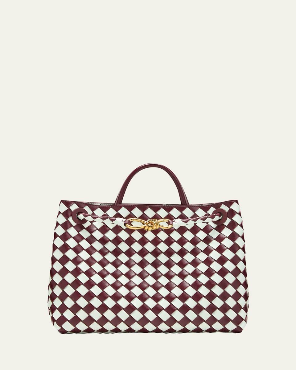 Andiamo Medium Bicolor Intrecciato Top-Handle Bag